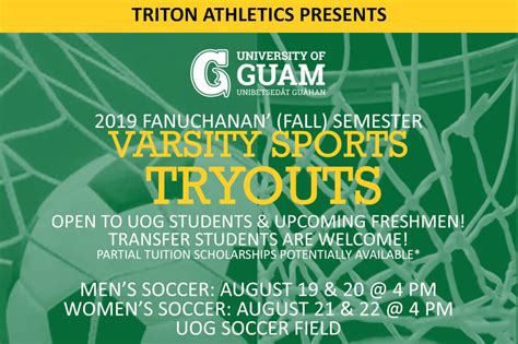 Varsity sports tryouts begin Aug. 19 | University of Guam