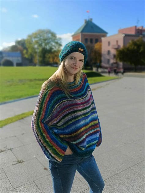 Multikolorowe Sweter Cloud R Cznie Wykonane Swetry Art Madam Pl