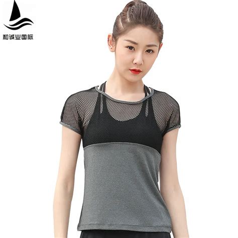 Sexy Black Women Sports Yoga Shirt Breathable Slim Fit Running