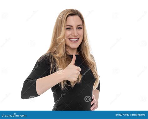 Attractive Blonde Woman Showing Thumb Up Stock Photo Image Of Female Good