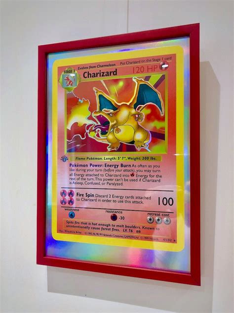 Charizard Pokemon Holographic Print Framed Etsy