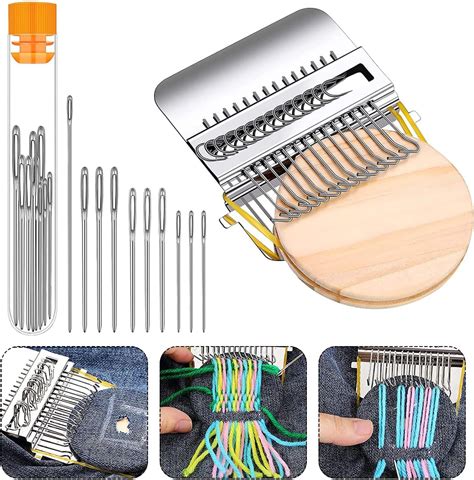 Small Weaving Loom Kit With 14 Hooks And 9 Needles Mini Darning Loom