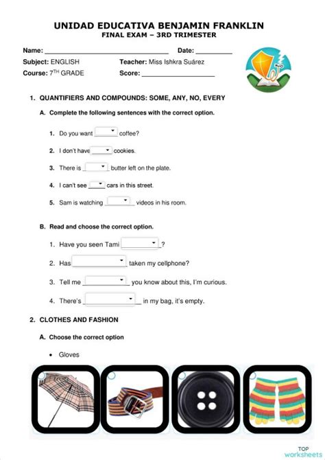 7th English Interactive Worksheet Topworksheets