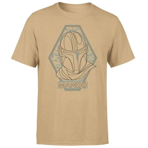 Star Wars The Mandalorian Mando Line Art Badge Men S T Shirt Tan