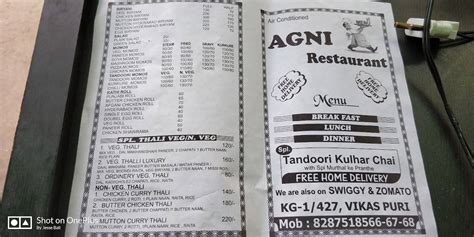 Menu at Agni Family Restaurant, Delhi