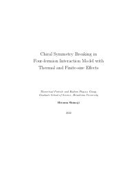 Chiral Symmetry Breaking In Four Fermion Interaction Model With Thermal