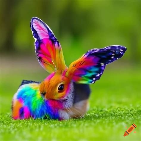 Cute Rabbit With Colorful Butterfly Wings On Craiyon