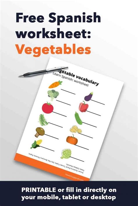 Free Spanish Worksheet Vegetables Free Printable And Pdf