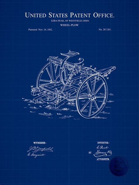 Wheel Plow Design 1883 Patent Print
