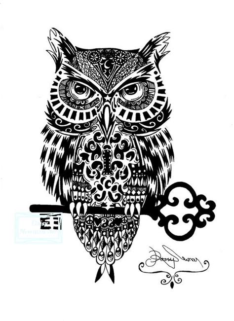 Digital File Mystical Owl Zentangle Ink Drawing Owls Drawing