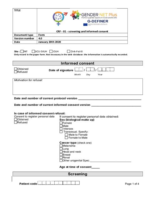 Fillable Online Crf Screening And Informed Fax Email Print