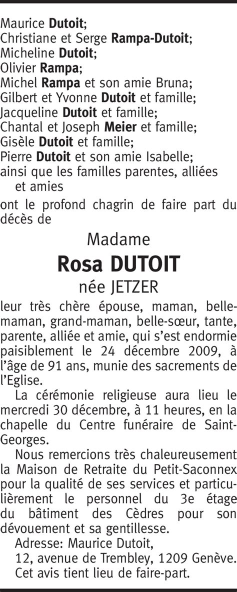 Rosa Dutoit Jetzer Hommages