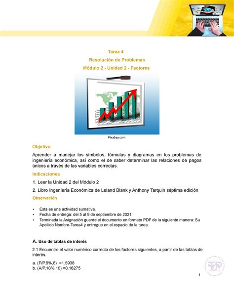 Tarea 4 Ingenieria economica Tarea 4 Resolución de Problemas Módulo 2