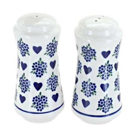 Blue Rose Polish Pottery Sweet Heart Salt Pepper Shakers 1 Fred Meyer