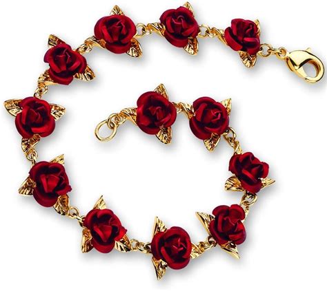 A Dozen Roses Bracelet Rose Link Bracelet Flower Jewelry 8355 009 Clothing