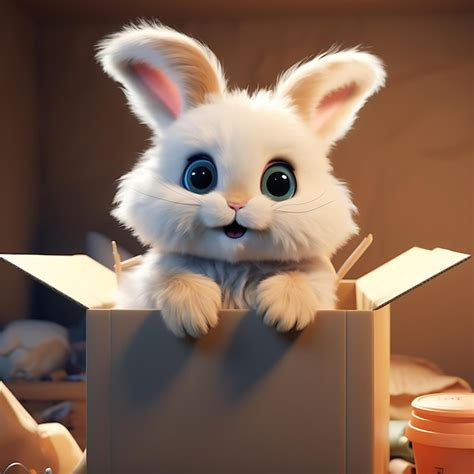 Premium AI Image Cute Fluffy Character Bunny Generative AI