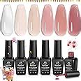 Amazon Beetles Jelly Gel Nail Polish Set Colors Neutral Sheer Milky White Nude Pink Gel