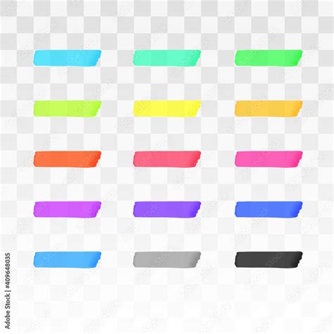 Color Highlighter Lines Set Isolated On Transparent Background Red