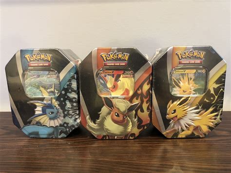 Pokemon Tcg Eevee Evolutions Tins Set Of 3 Factory Sealed Eevee Jolteon Vaporeon Values Mavin