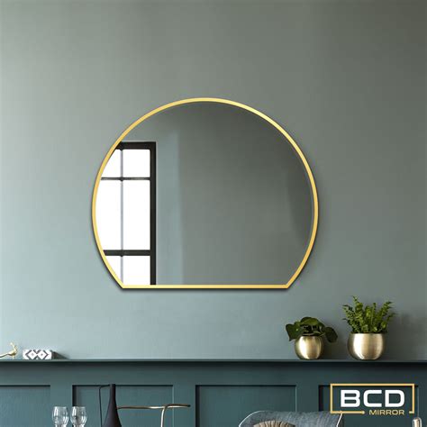 Half Circle Wood Wall Mirror L Scandinavian Vanity Wall Mirror L