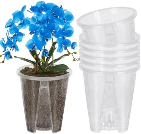 Mineup 6PCS Clear Orchid Pots 14CM Clear Plastic Orchid Pots With