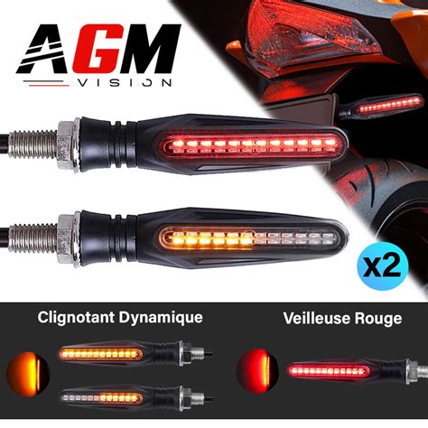 Kit Clignotants Led Dynamiques Moto Rouge Orange Moto