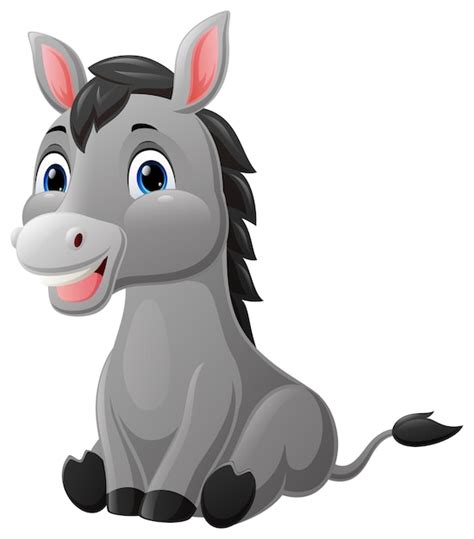 Dibujos Animados De Burro Lindo Beb Sentado Vector Premium 13688 The