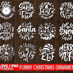 Funny Christmas Ornament Svg Bundle Christmas Svg Merry Etsy