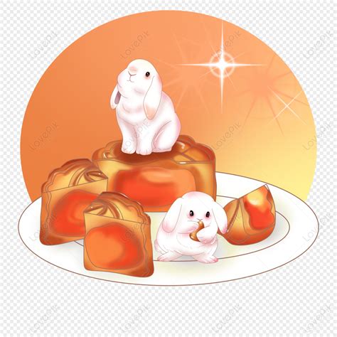 Jade Rabbit Eating Moon Cake Jade Rabbit Mid Autumn Festival Mid