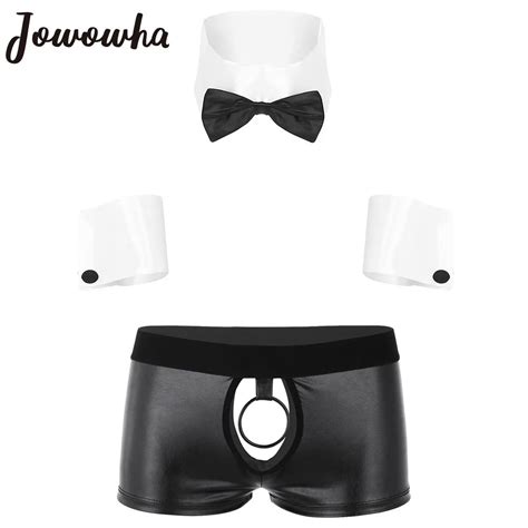 Cosplay Men Sexy Lingerie Set Waiter Stage Dancer Costumes Sexy Leather