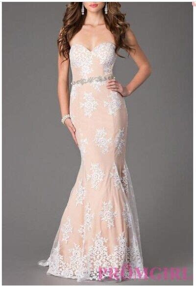 Strapless Nude Gown With Ivory Lace Overlay Gem