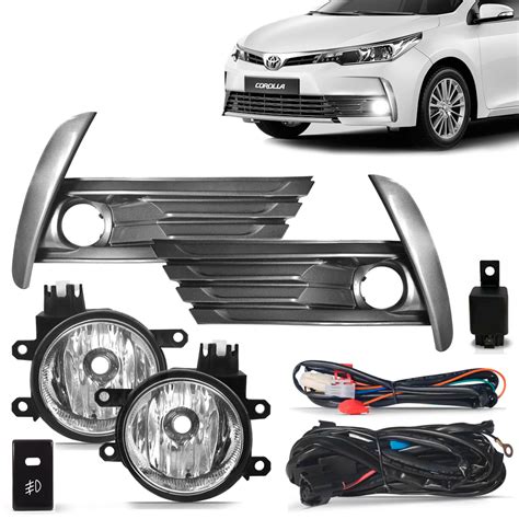 Kit Farol Milha Corolla Moldura Grafite General Car