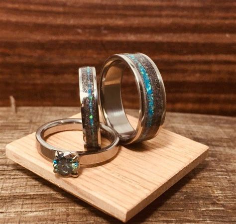 His And Hers Wedding Band Set Matching Titanium Wedding Etsy