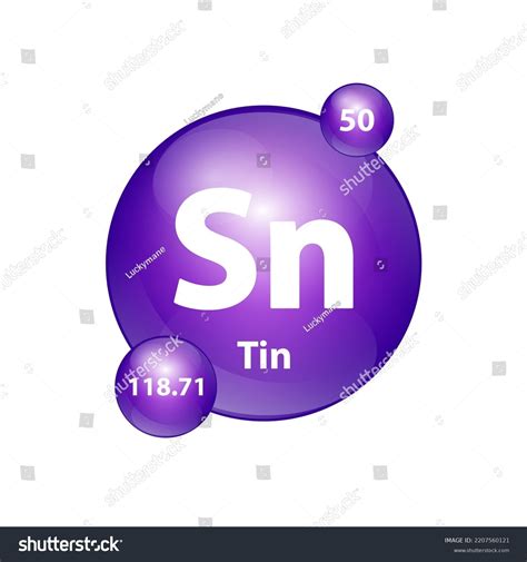 Tin Stannum Sn Icon Structure Chemical Royalty Free Stock Vector