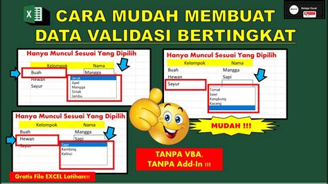 Cara Mudah Membuat Data Validasi Bertingkat Di Excel Youtube