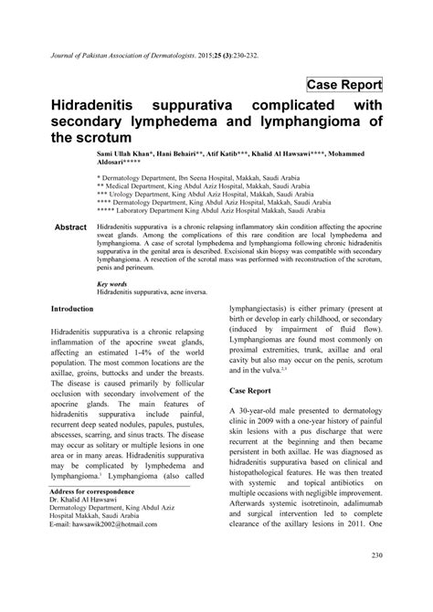 PDF Hidradenitis Suppurativa Complicated With Secondary Lymphedema