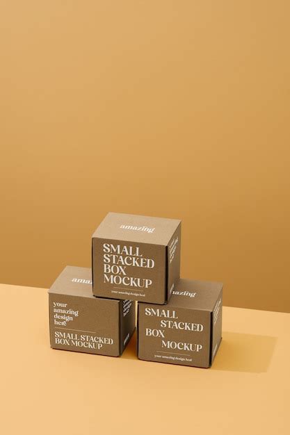 Premium PSD Small Stacked Boxes Mockup