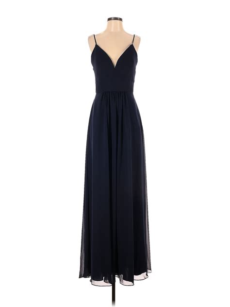 Morilee By Madeline Gardner 100 Polyester Solid Navy Blue Cocktail