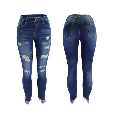 Automne Nouveau Plus La Taille Zipper Fly Side Lace Up Jeans Skinny