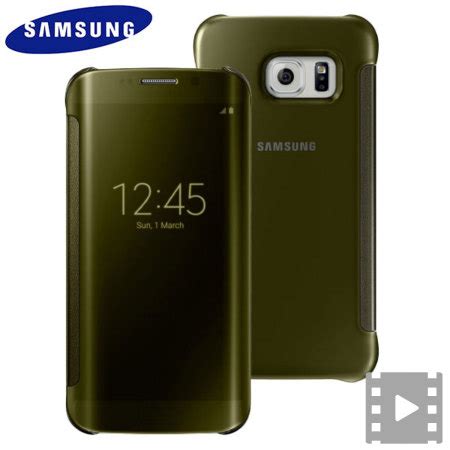 Official Samsung Galaxy S6 Edge Clear View Cover Case Gold