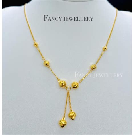 Fancy Jewellery Emas 916 Rantai Leher Choker Love Exclusive Emas