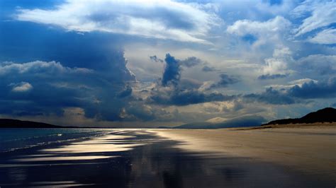 Sea Pacific Ocean Mountains Evening Clouds Sky Beach Reflections