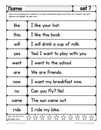 Sight Words Reading Practice List 7 PrimaryLearning Org