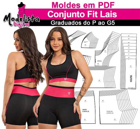 Molde Em Pdf Conjunto Fitness Lais Moldes Para Roupas