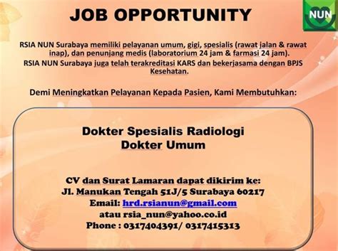 Lowongan Kerja Rsia Nun Surabaya