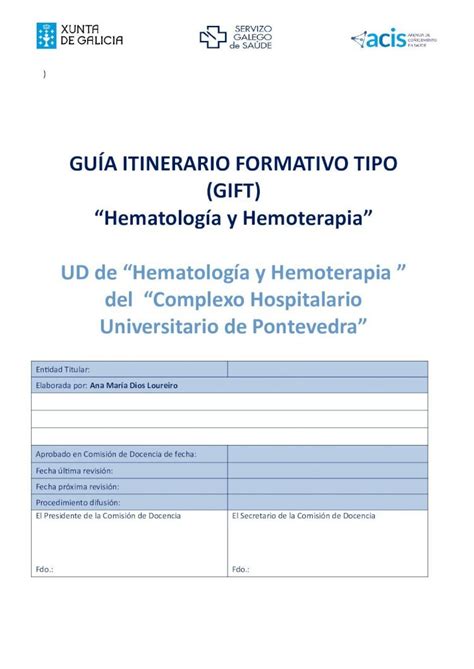 PDF GUÍA ITINERARIO FORMATIVO TIPO GIFT Hematología y pdf