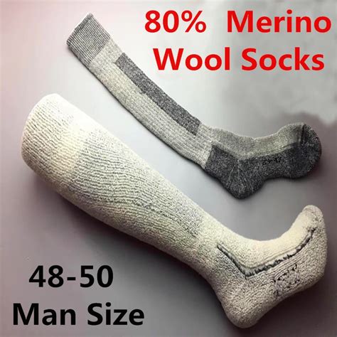 45 50 Plus Size Mens Merino Wool Socks High Quality Super Thick Male