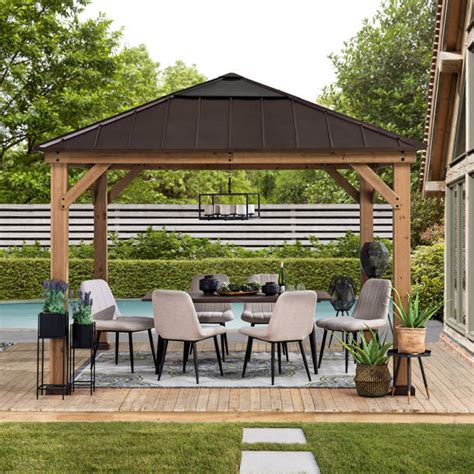 Sunjoy Ft W X Ft D Solid Wood Patio Gazebo Reviews Wayfair