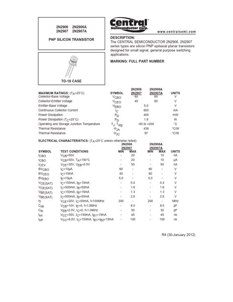 2N2907A Datasheet PDF Stock And Price Central Semiconductor