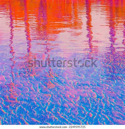 Minimalist Wallpaper Blue Pink Vaporwave Swimming Stock Photo